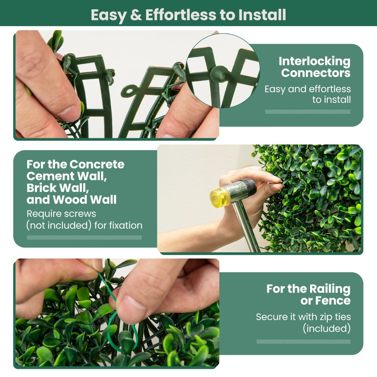 Coast Artificial Grass Wall Panels 12 pieces 50 x 50 cm Green - Imitation Gardenia Topiary pour l'intimité et la décoration