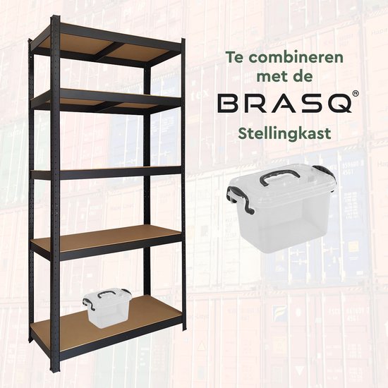 Boîte de rangement BRASQ 6 litres - Lot de 3 - Boîte de rangement en plastique - Transparente - Bac de rangement - Boîte de rangement avec couvercle