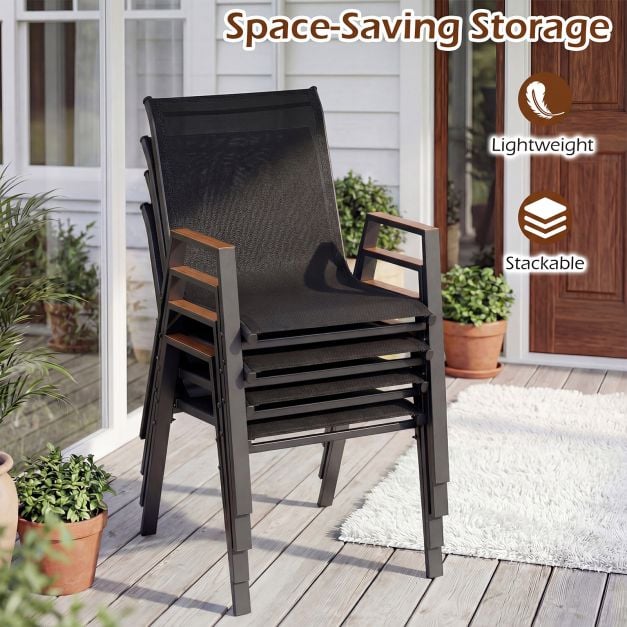 Coast Garden Chairs Set of 2 Grey - Chaises de terrasse empilables avec dossier haut - 56 x 66 x 88 cm