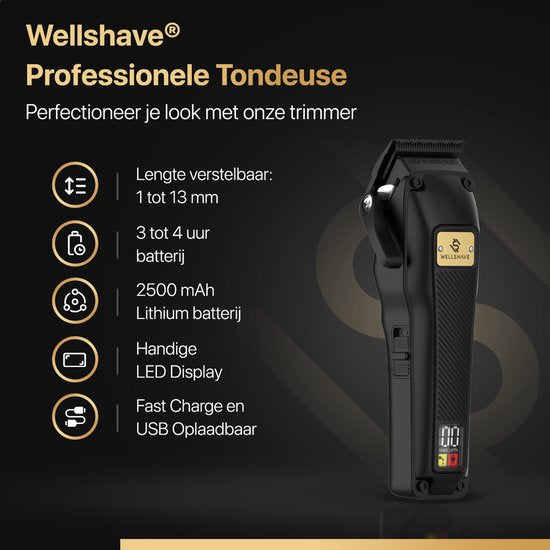 Tondeuse Wellshave Homme Elegant - Tondeuse pour tête et barbe - Tondeuse Homme Cheveux de tête - Tondeuse Homme - Tondeuse à cheveux - Tondeuse