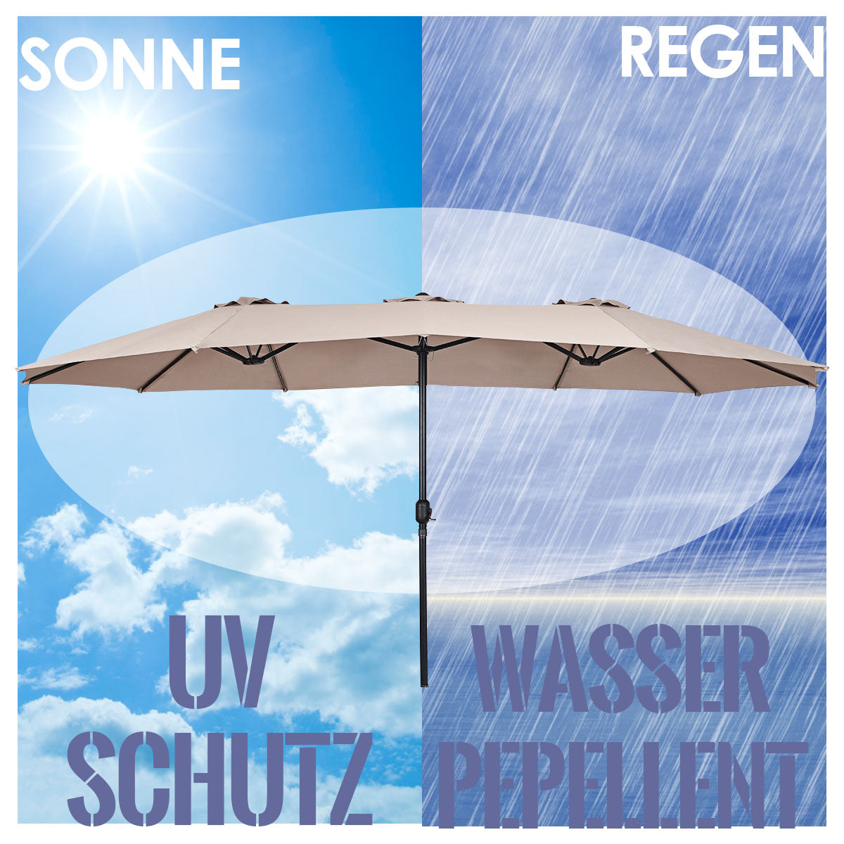 Parasol double Coast - Ø480 cm - Beige