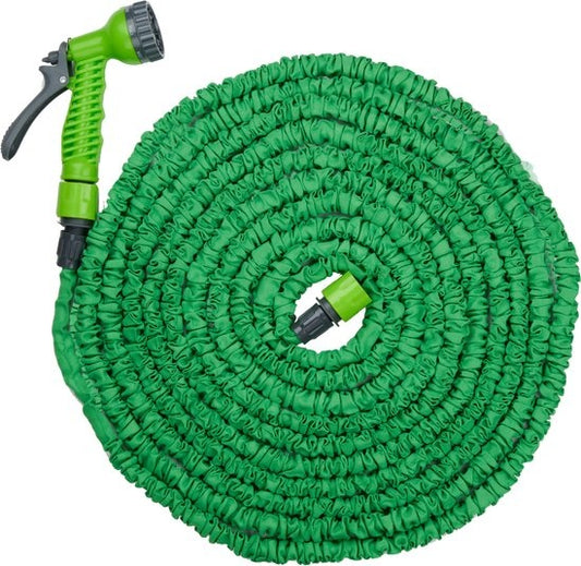 Kinzo Flexible Garden Hose 20M - Incl. attachement - Buse avec 7 modes de pulvérisation - Plastique - Vert/Gris