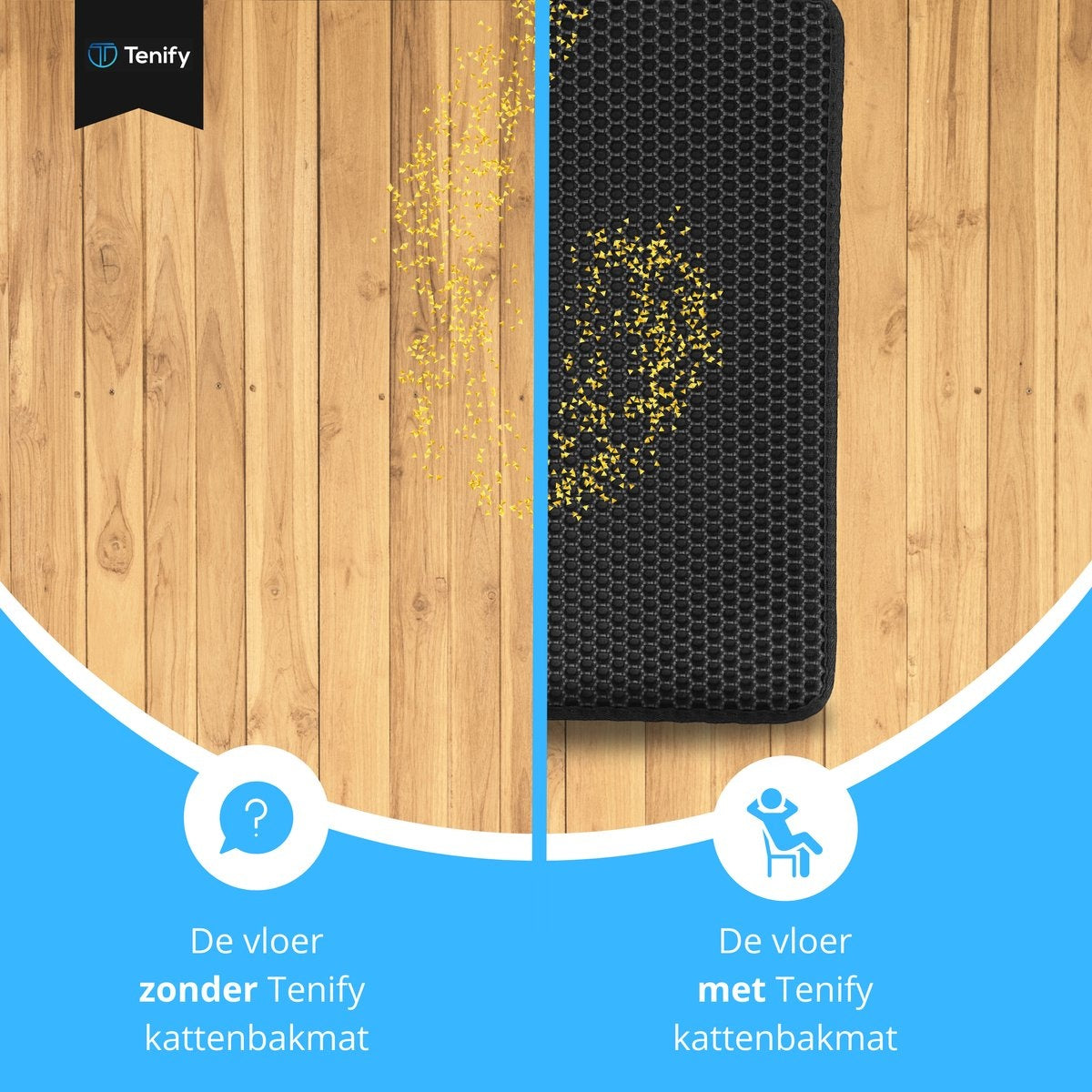 Tenify Tapis à litière + pelle à litière supplémentaire - 40 x 50 cm - Imperméable - Double couche - Structure en nid d'abeille - Tapis de promenade - Tapis