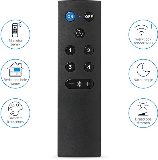 WiZ Remote Control - Contrôlez votre éclairage intelligent facilement sans application - Fonctionne avec des piles