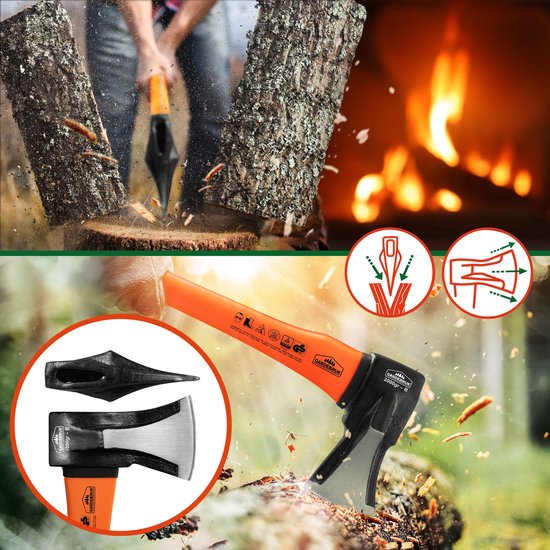 Couperet 3kg et hache 37cm avec manche en fibre - set de 2 pièces