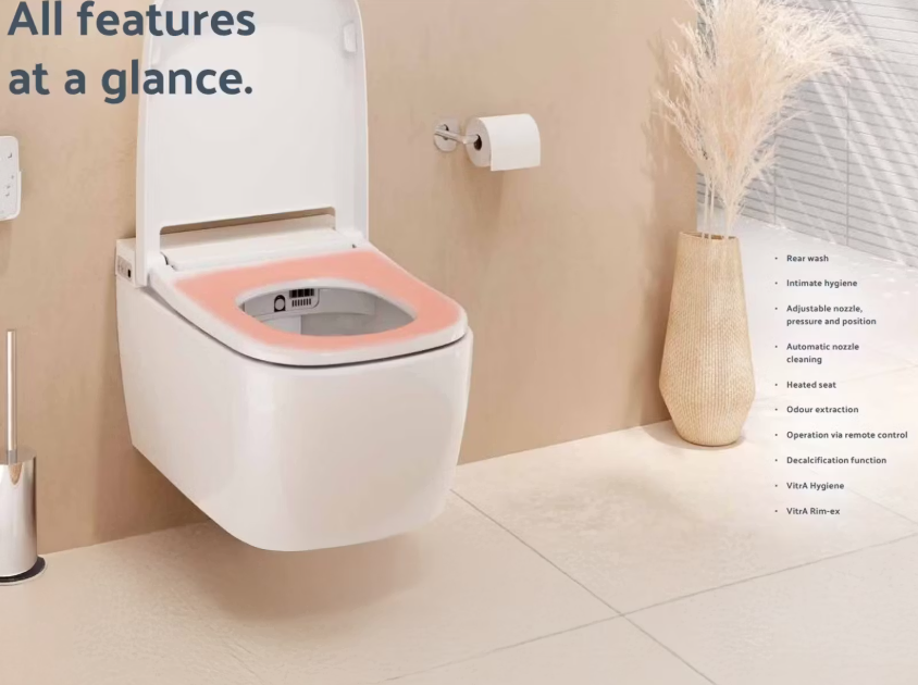 VitrA V-Care Basic Toilet Kit 37x56 cm White - Toilette murale mince et luxueuse avec fonction bidet