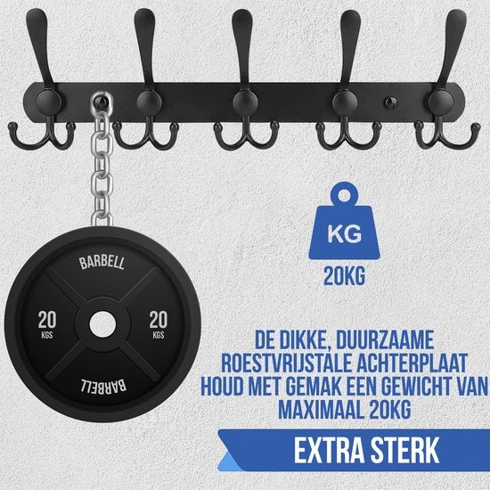 Avalo Porte-manteau mural noir 2 pièces - Porte-manteau avec crochets - Crochets de suspension Porte-manteaux