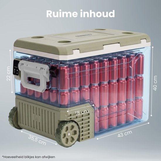 Glacière électrique Auronic - Compresseur - 80 L - 12 V et 240 V - Réfrigérateur de camping - Glacière de voiture - Avec roulettes et poignée - Verte