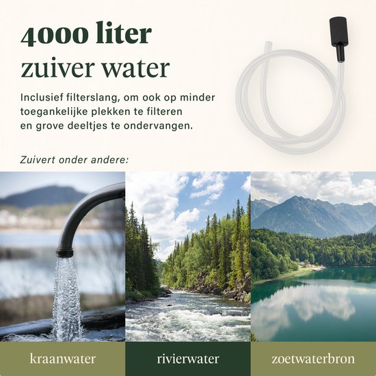 SURVEX Personal Water Filter Straw XL 4000L - Unique KDF-55 Filter - Water Filter Survival & Outdoor - BPA-free - Emergency Kit for Home - Complete Set Water Purifier - Drinking Bottle Water Purification Outdoor - Survival Kit - Blue
