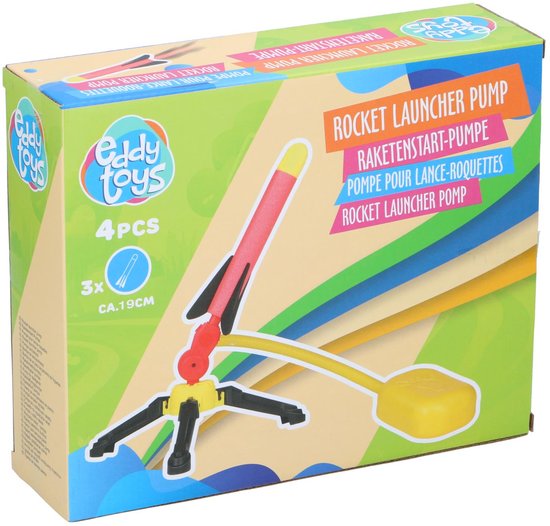 Eddy Toys – Fusées jouets – Fusées en mousse avec pompe à air – Kit Stomp Rocket pour enfants – 3 fusées en mousse de 25 cm – Jouets d'extérieur à partir de 4 ans