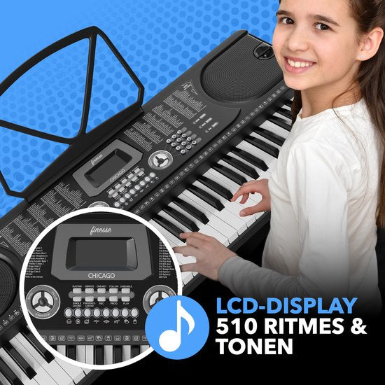 Finesse Keyboard Piano - Stand & Accessories - 61 touches - Digital Piano - Electric Piano - Child