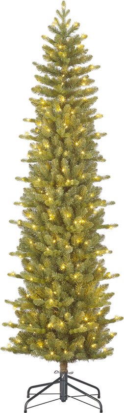 Black Box Trees Harma Sapin de Noël artificiel étroit avec lumières LED - H215 x Ø66 cm - Vert