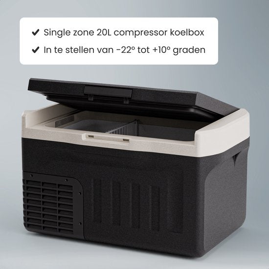Auronic Electric Cool Box - Compresseur - 21L - 12V et 240 volts - Réfrigérateur de camping - Frigobox Car - Noir