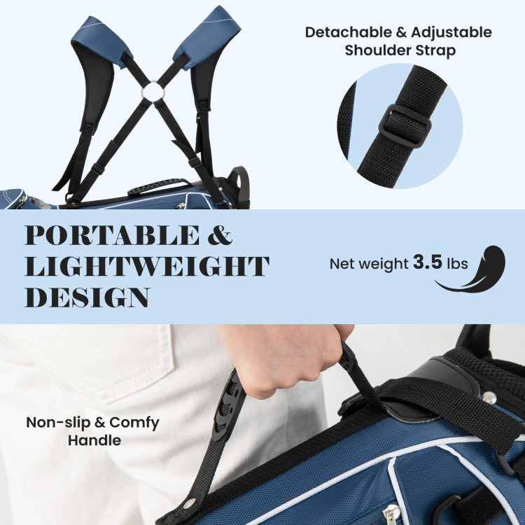 Coast Golf Stand Cart Bag - Séparateur à 4 voies - Léger avec 4 compartiments de rangement - Housse de pluie incluse - Poignées et double bandoulière - Dimensions : 36 x 32 x 112 cm - Couleur : Noir
