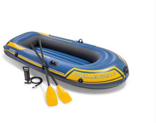 Kit de bateau Intex Challenger 2 - 236 x 114 x 41 cm - Pagaies et pompe incluses