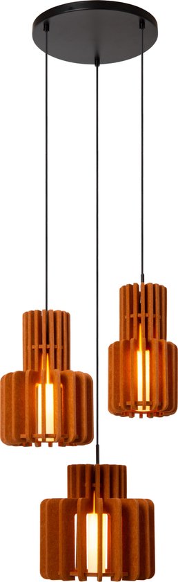 Lucide ROLLO - Suspension - 3xE27 - Terre cuite - Japandi