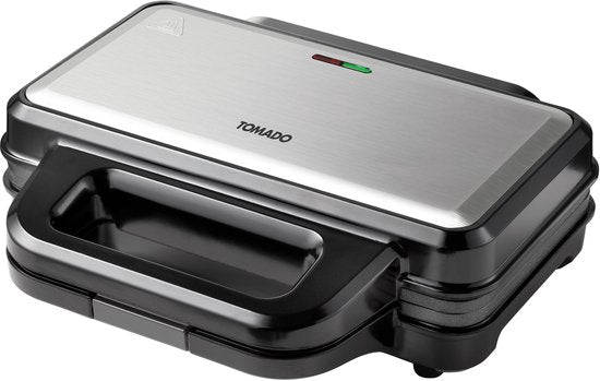 Appareil à croque-monsieur Tomado TGP2002S pour 2 croque-monsieur - Plaque de cuisson - Panini - Sans PFAS - 1 000 watts - Acier inoxydable