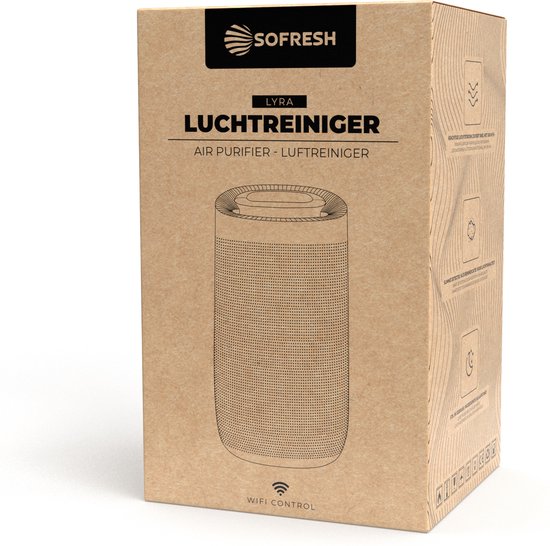 Sofresh purificateur d'air avec application - 80 m² - Mode automatique + système de filtration 6 en 1 - Indicateur de qualité de l'air - Ioniseur - UV - Filtre à air - Purificateur d'air avec filtre HEPA
