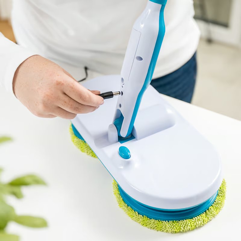 Balai à franges sans fil Hurricane - Convient à tous les types de sols - Livré avec des patins de nettoyage lavables offerts