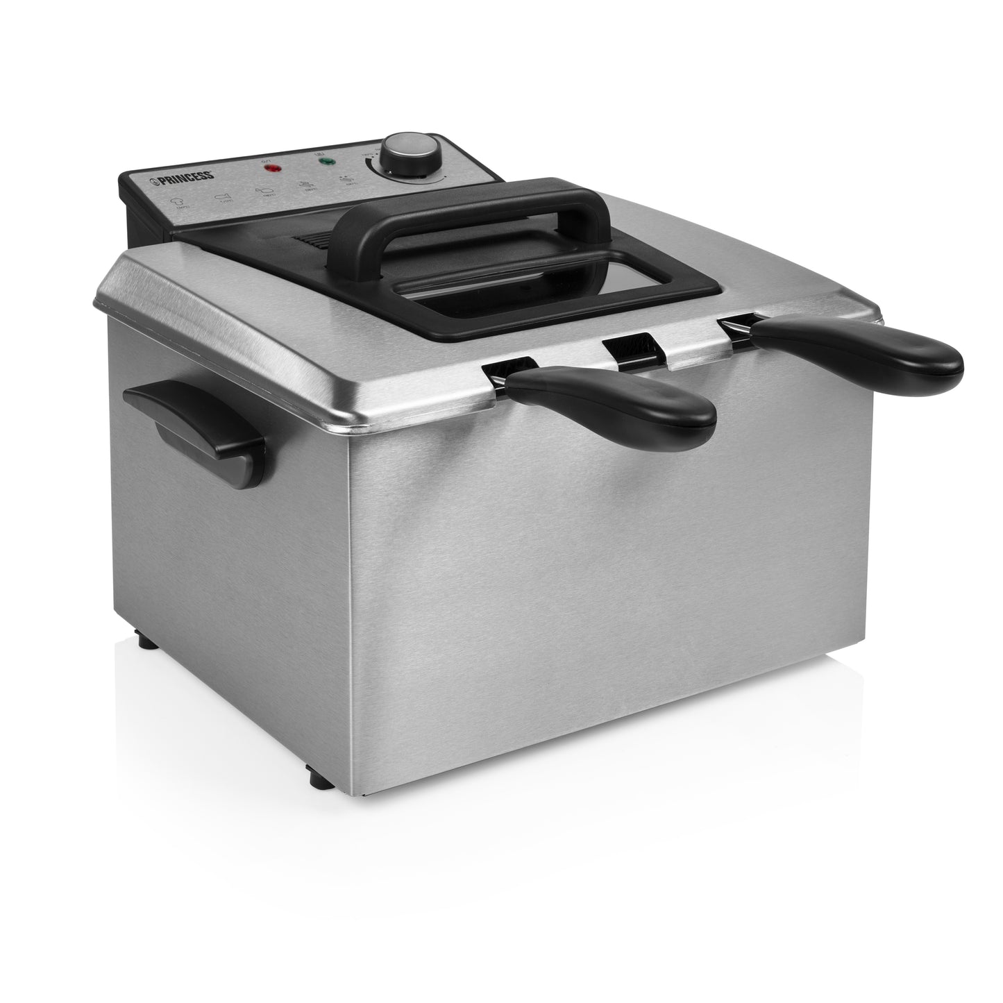 Friteuse Princess 185000 - 5 L - 3 270 W - 3 paniers à friture - Acier inoxydable/Noir
