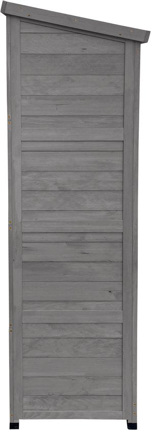 Armoire de rangement en bois AXI Hugo, gris chaud - Armoire de jardin avec toit galvanisé - 3 étagères et un fond - Bois certifié FSC - Fermeture magnétique - 85 x 52 x 174 cm