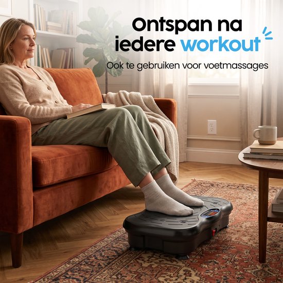 Infinity Goods Plateforme vibrante Premium - Plateforme vibrante de fitness - Bandes de résistance et poignées incluses - Powerplate - 5 programmes d'entraînement - 99 niveaux de vitesse - Musique via Bluetooth - Noir
