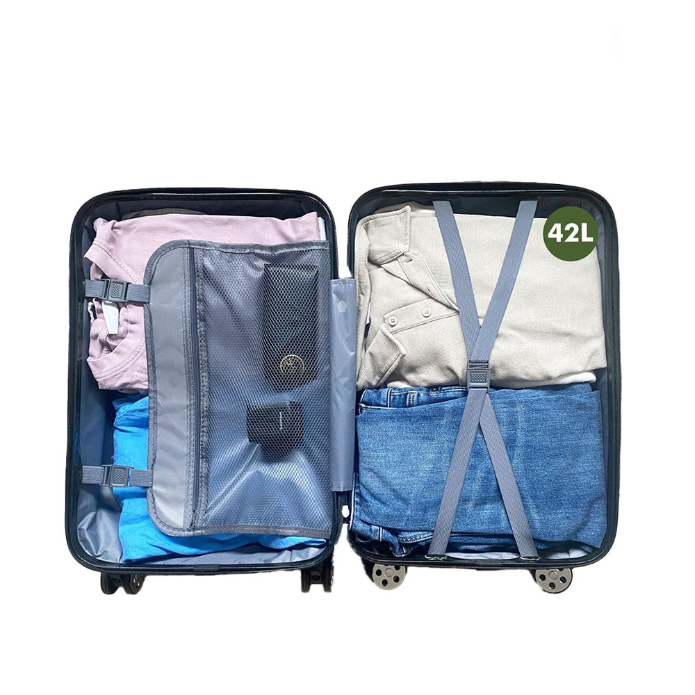 Travelhawk Hand Luggage Suitcase - 42L | 55 cm | TSA Lock & 360° Wheels | Lightweight & Strong (Black)