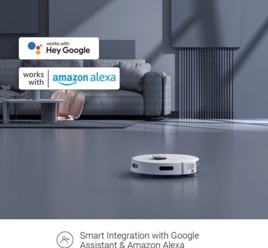 EZVIZ RE4 Plus - Robot aspirateur avec fonction de lavage, puissance d'aspiration de 4 000 Pa, station de vidage automatique, navigation et évitement d'obstacles - Compatible avec Google Assistant et Alexa - Noir