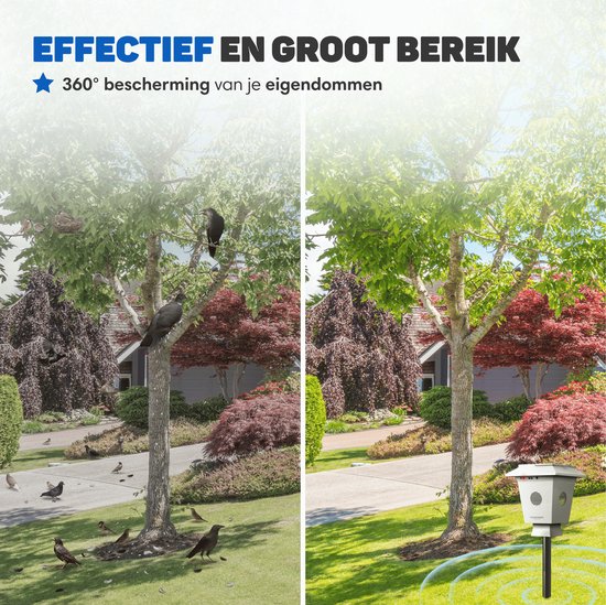 Vulpes Goods® Repellent - Répulsif pour pigeons - Répulsif pour oiseaux à ultrasons - Répulsif pour corneilles - Répulsif pour épouvantails pour pigeons, oiseaux, corneilles et autres volailles - Respectueux des animaux - Fonctionne à l'énergie solaire