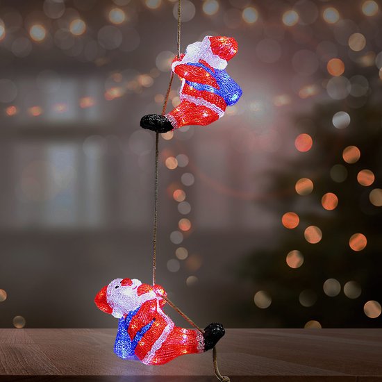 3x Deuba Figurine de Noël Père Noël - LED Acrylique 30cm -Lumière blanche
