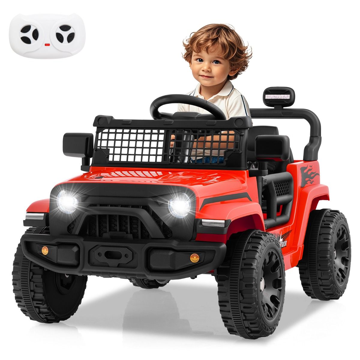 Voiture électrique pour enfants Coast - avec télécommande - musique et klaxon - rouge