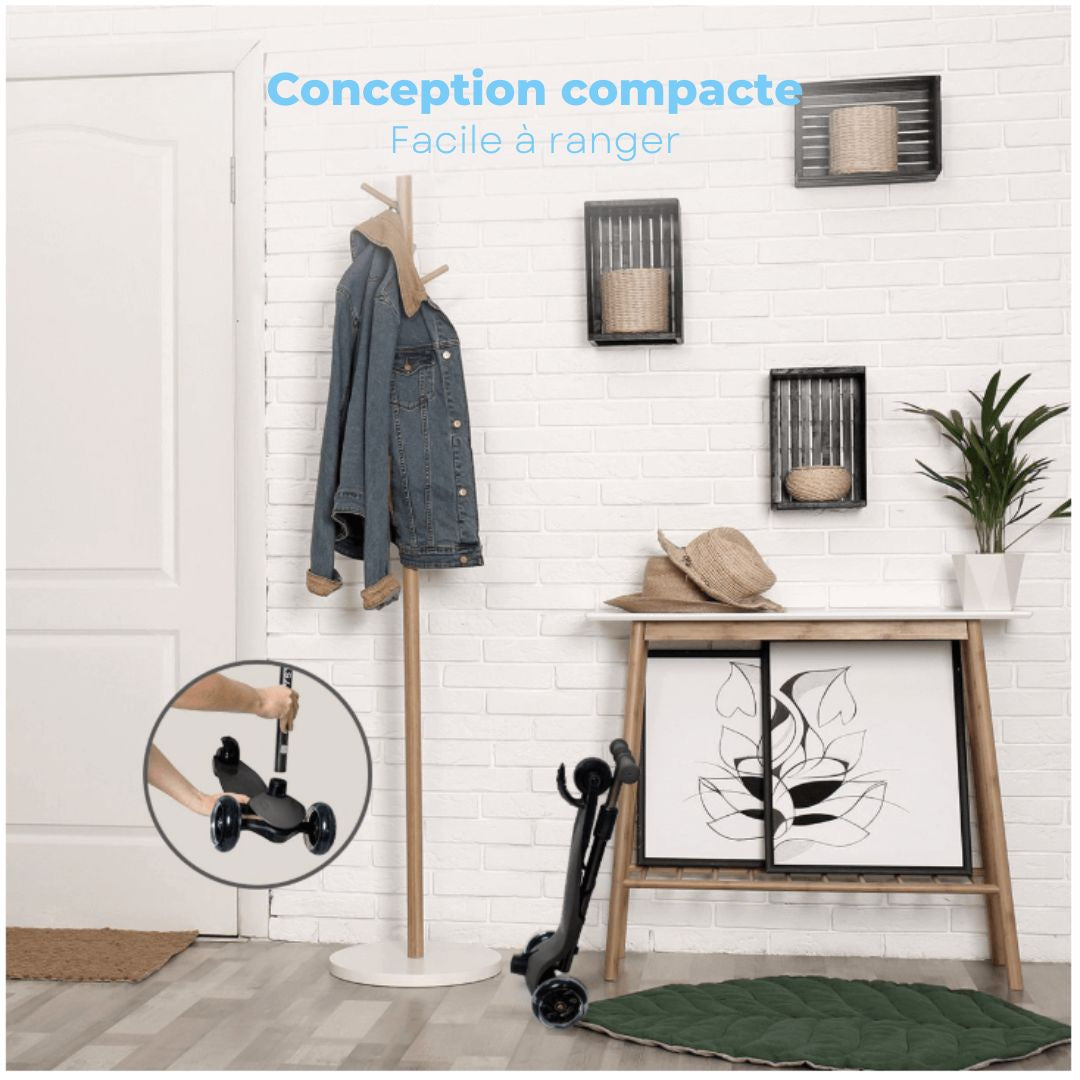 Scooter pour enfants LifeGoods HappyStep - Étape 2-5 ans - 3 roues lumineuses - Garçons/Filles - Noir