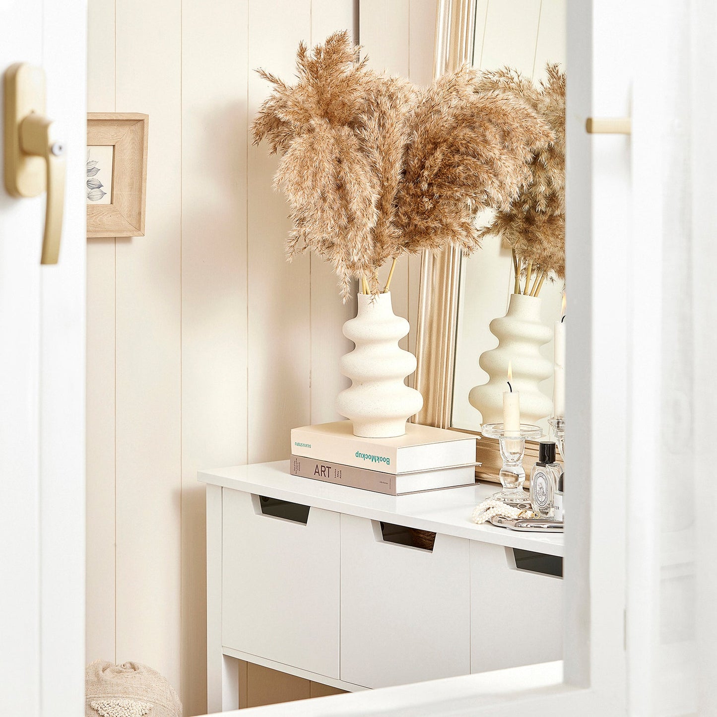 SoBuy Cabinet FSB51-W - 3 tiroirs 1 compartiment ouvert - 93 x 33 x 79 cm - Blanc