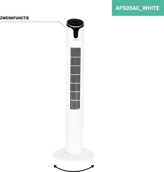 VONROC Ventilateur Luxe - Ventilateur de tour - hauteur 110 cm - télécommande incluse - 3 vitesses - fonction swing - minuterie de 15 heures - blanc