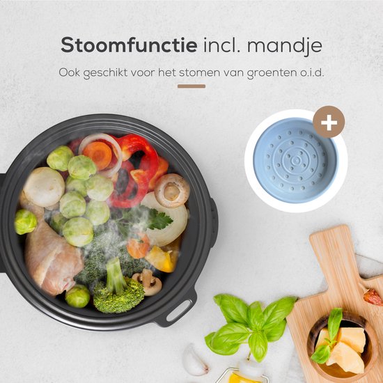 KitchenLove Rice Cooker with Steamer 1.8L - Cuiseur de riz - Fonction de réchauffage - 3 à 8 personnes - Acier inoxydable noir