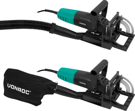 VONROC Flap cutter 900W - Dowel cutter - Inclus 50 lames (taille 20) et sac de collecte des poussières