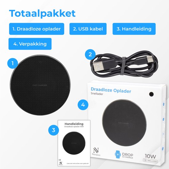 Surge Powerbank 10 000mAh - Chargeur rapide pour charger 3 appareils simultanément - Convient à iPhone et Samsung - Avec connecteur USB-C