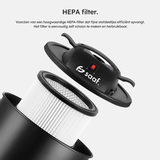 Aspirateur à cendres - Puissance 800W - Aspirateur à cendres - avec système de filtre HEPA - Tube en aluminium - Aspirateur à cendres pour poêle à pellets - 15L - Noir - de Saaf