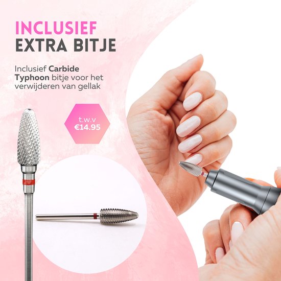 Beeperfect® Lime à ongles électrique édition de poche - Moulin à ongles - Ensemble manucure et pédicure - Sans fil - Batterie 6000MaH - Comprend 26 embouts, 60 rouleaux abrasifs et 5 accessoires - 40,000RPM