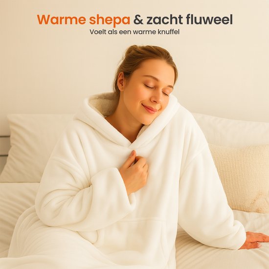 Couverture-sweat à capuche Goliving - SnuggleHoodie - Blanc
