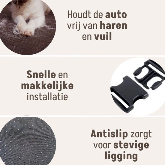 By Cee Cee Car Seat Dog Deluxe - Panier de voiture pour chien avec sangle de sécurité - Panier de voiture pour chien - Siège pour chien - Siège de voiture - Beige - 120x60 - Taille L