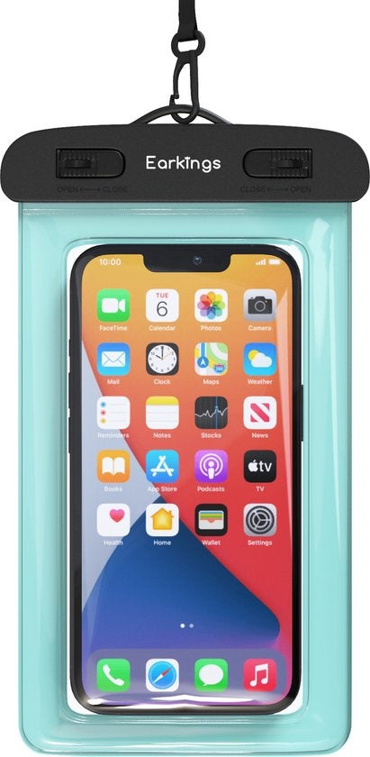 Etuis de téléphone étanches - Drybag Set of 2 - Etui de téléphone sous-marin pour tous les téléphones - Etui de téléphone étanche Earkings - Noir & Bleu