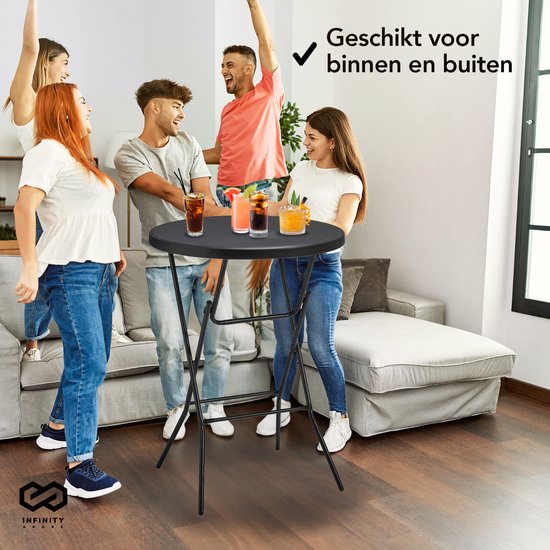 Infinity Goods Sturdy Black Stand Table - Table de fête - Robuste et résistante aux intempéries - Pliable - 80cm x 110cm - Fête - 1 pièce - Noir