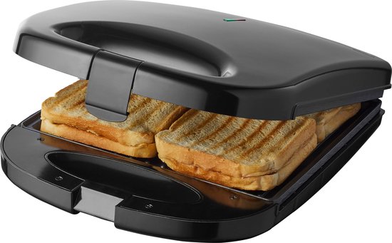 Tomado TGS4000B - Fer à repasser XXL pour sandwichs grillés - 4 sandwichs grillés - Grille-panini - Sans PFAS - 1200W - Noir