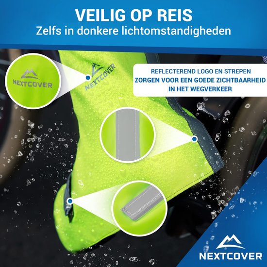 Nextcover® Couvre-chaussures imperméables | Chaussures de pluie 100% imperméables pour vélo | Couvre-chaussures réfléchissant réutilisable| Couvre-chaussures imperméables | Couvre-chaussures | Protection des chaussures | Couvre-chaussures de cyclisme