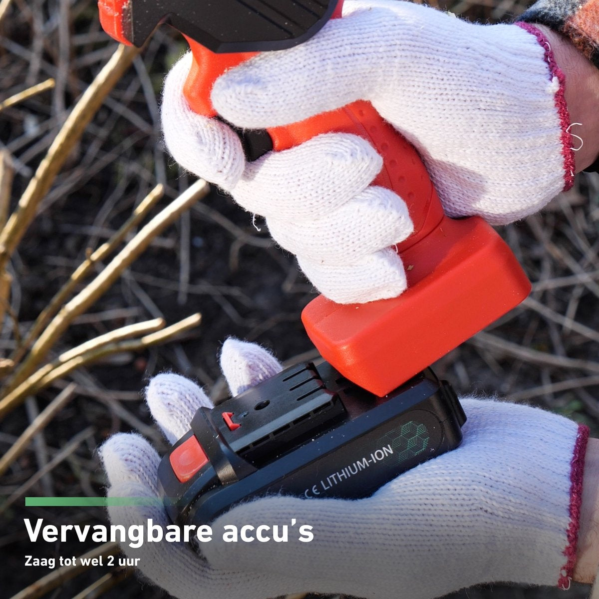 Mardin - Mini tronçonneuse - Scie d'élagage - 2 Batteries - Mallette incluse - Rouge