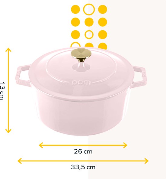 MOA Casserole en fonte - 5,7L - Pour toutes les sources de chaleur y compris l'induction - Avec couvercle - Ø 26cm - Revêtement antiadhésif - Lilas