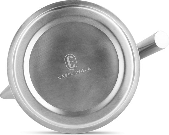 Théière Castagnola avec filtre - Théière à double paroi - Thermos en acier inoxydable - Pichet isotherme 1 L - acier inoxydable - Argent brossé