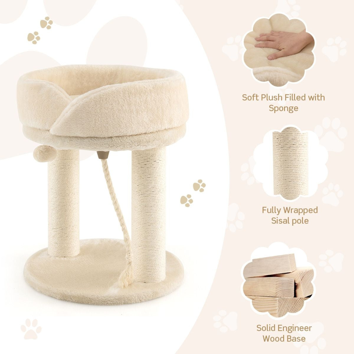 Arbre à chat Coast Cat Tree griffoir pour chat avec chaise douce tour sistal pour chat beige