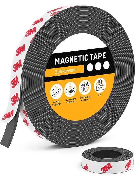 Bande magnétique autocollante - 12m - 2cm de large - Bande magnétique - Outils - Couteaux - Aimants - Bande magnétique - Magnétique - Tableau blanc - Bande noire